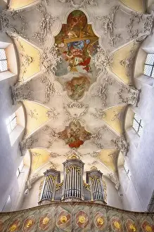 Murals Prints: Interior view, gallery, organ, ceiling painting