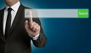 Browser Prints: empty Internet browser is operated by businessman