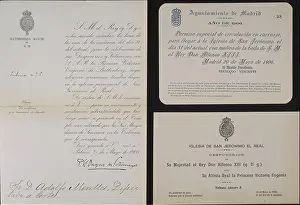 20 Xx Twentieth Century Prints: INVITACION, PASE DE TRIBUNA Y PERMISO DE CIRCULACION PARA LA BODA DE ALFONSO XIII Y VICTORIA EUGENIA - 1906