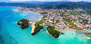 Sidari Prints: Ionian islands of Greece. aerial vird eye view of stunning Canal d'amour In Sidari resort