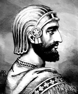 Iranian Prints: Iran / Persia: 19th century engraving of Cyrus the Great (r)