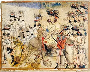 Watercolor Painting Prints: Iran/Persia: Ilkhan on elephant back