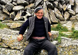 Riders Prints: Ireland Co Galway The Aran islands An Islander wearing local traditional costume