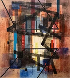 Maryland Prints: Irene Rice Pereira 1943 oil on canvas painting Black Control at the Baltimore Museum of Art