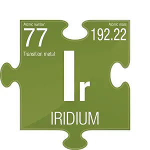 Curves Prints: Iridium symbol. Element number 77 of the Periodic Table of the Elements - Chemistry - Puzzle piece with green