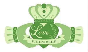 Loyalty Prints: An Irish Claddagh design with loyalty, love, and friendship text