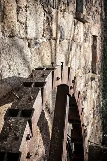 Woodwork Prints: iron waterwheel, water, mill, waterwheel