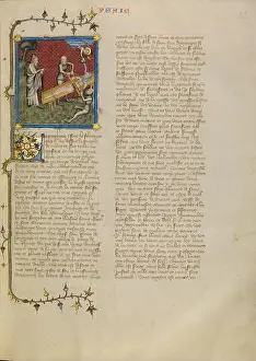 Martyrdom Prints: Isaiah being Sawn in Two. Master of Jean de Mandeville (French, active 1350 - 1370)