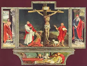Religious Painting Prints: The Isenheim Altarpiece (1st face) 1516 by Matthias Grünewald