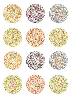Digit Prints: Ishihara Test daltonism, color blindness disease perception test vector illustartion
