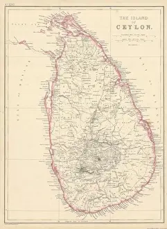 Supervision Prints: The Island of Ceylon by Edward Weller. Sri Lanka 1860 old antique map chart