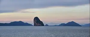 Island, Ocean views near Phuket Thailand with Blues