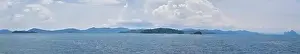 Island, Ocean views near Phuket Thailand with Blues