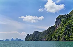 Phromthep Prints: Island, Ocean views near Phuket Thailand with Blues