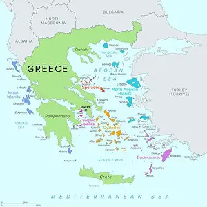 Cyclades Prints: Islands of Greece, political map