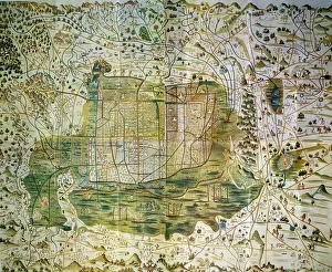 Biblioteca Nacional Coleccion Prints: ISLARIO GENERAL DE TODAS LAS ISLAS DEL MUNDO - CONQUISTA DE NUEVA ESPAÑA - MAPA DEL VALLE DE MEXICO - 1560