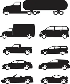 Prototype Prints: Isolated black Vehicles icons set on white background