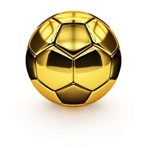 Football Game Prints: Isolated golden soccer ball on a white background