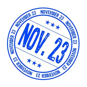 Trade Symbol Prints: isolated november rubber stamp blue isolated illustration circle day during the