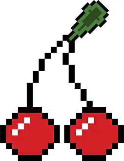 Digitally Generated Image Prints: Isolated pixelated cherry icon
