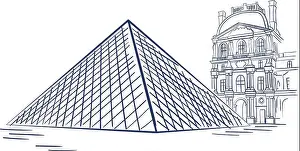 Louvre Prints: Isolated sketch of the Louvre museum Vector