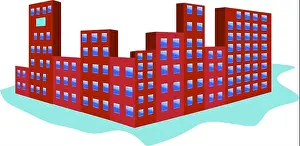 City Illustration Prints: Isometric brown color city vector