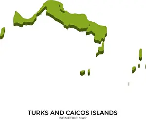 Commonwealth Prints: Isometric map of Turks and Caicos Islands detailed vector illustration