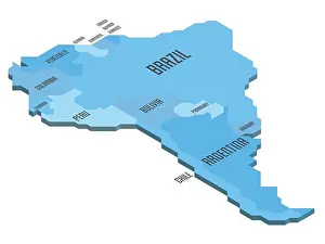 Bolivia Prints: Isometric political map of South America