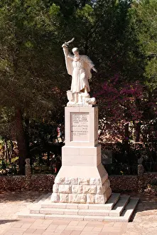 Carmelite Prints: Israel Carmel mountain the statue of Elijah at the highest peak of Mt Carmel called Muchraka