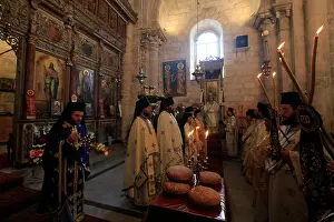 2009 Prints: Israel, Lod, Greek Orthodox Patriarch Theophilus III at the Church of St