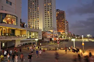 Beachfront Prints: Israel, Tel Aviv The beach at night