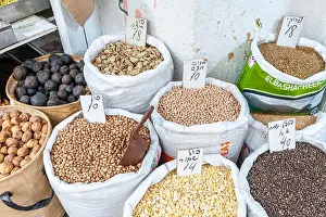 Tel Aviv Prints: Israel, Tel Aviv-Yafo - 29 March 2019: Fava and other beans sold in shuk Levinsky market