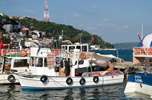 Yachting Prints: Istanbul Bosphorus coastline from Yenikoy Tarabya Kirecburnu Byudere Sariyer Rumeli Kavagi