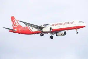 Turk Prints: Istanbul/Turkey, February 12 2019: Atlasglobal A320 at Istanbul new Airport (ISL/LFTM)