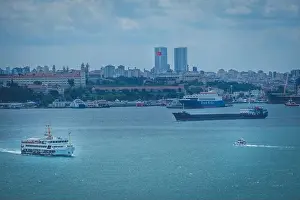 ISTANV, TURKEY - Jul 31, 2021: The ships and boats floating on the Sea of Marmara, Istanbul, Turkey