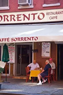 Italian Americans at Sorrento Caffe in Little Italy in Manhattan New York City