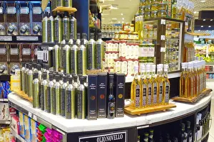Bottled Prints: Italian olive oil bottles in a supermarket in Toronto, Canada