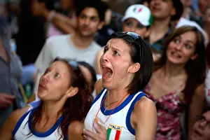 Concentrating Prints: Italian supporters watching 2-0 win vs Ghana, 2006 World Cup Finals, Bar Italia, London