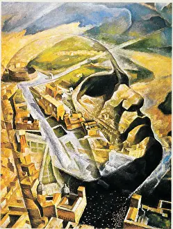 Aviation Prints: Italiano: Aeroritratto di Mussolini aviatore