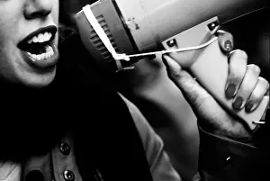 Megaphone Prints: Italy. 2008. Woman rights protest