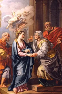 Interiors Prints: Italy, Campania, Capua, diocesan museum, La Visitazione painting of the 18 century