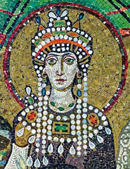 Basilica Prints: Italy Emilia Romagna Ravenna Basilica Saint Vitale chorus mosaic - the empress Theodora