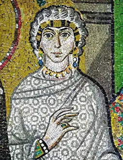 Ravenna Prints: Italy Emilia Romagna Ravenna Basilica Saint Vitale Chorus mosaic - Portrait of a Patrician - Particular of mosaic