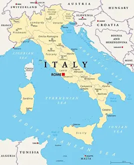Italy, political map, administrative divisions