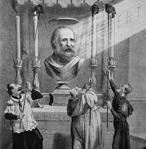 Contemporary Age Prints: Italy. Political satire. Hopes rest on Garibaldi for liberation of Rome
