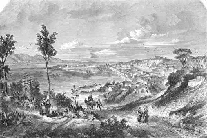 Voyages Prints: ITALY: Sicily: Marina, Sea view at Messina, antique print 1870