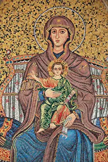 Religious Image Prints: Italy, Sicily, Taormina, mosaic, Madonna and the Child