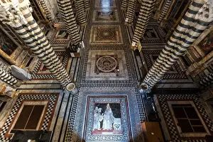 Inlay Prints: Italy, Siena, inlays of colored marbles of the Duomo's floor