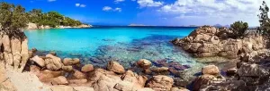 Costa Smeralda Prints: Italy summer holidyas. Sardegna island - stunning Emerald coast (Costa Smeralda) with beautiful beaches