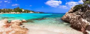 Costa Smeralda Prints: Italy summer holidyas. Sardegna island - stunning Emerald coast (Costa Smeralda) with beautiful beaches